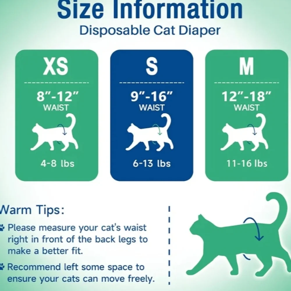 Pet Soft 24 Count Disposable Cat Diapers for Female & Male Cats Green Plaid SZ S